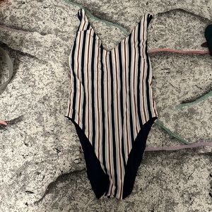 Striped one piece swimsuit